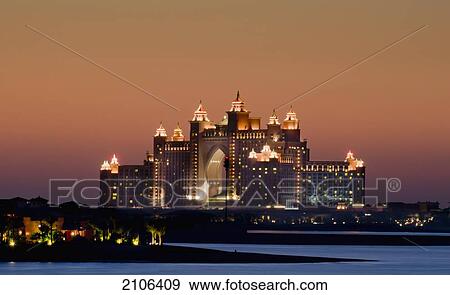 United Arab Emirates, View of Atlantis Hotel at dusk; Dubai View Large Photo Image Stock Photo - United Arab Emirates, View of Atlantis Hotel at dusk; Dubai. Fotosearch