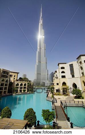 Stock Photograph - United Arab Emirates, View of Burj Khalifa hotel; Dubai. Fotosearch