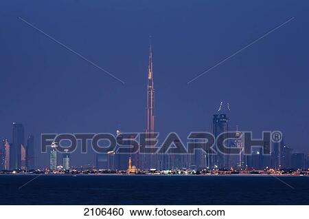 United Arab Emirates, View of city skyline at dusk; Dubai View Large Photo Image Stock Image - United Arab Emirates, View of city skyline at dusk; Dubai. Fotosearch