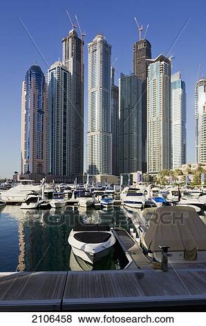 United Arab Emirates, View of city marina and skyscrapers; Dubai View Large Photo Image Stock Photo - United Arab Emirates, View of city marina and skyscrapers; Dubai. Fotosearch