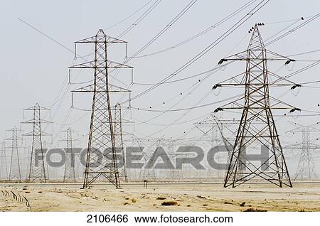 United Arab Emirates, View of electricity pylons; Dubai View Large Photo Image Stock Photograph - United Arab Emirates, View of electricity pylons; Dubai. Fotosearch