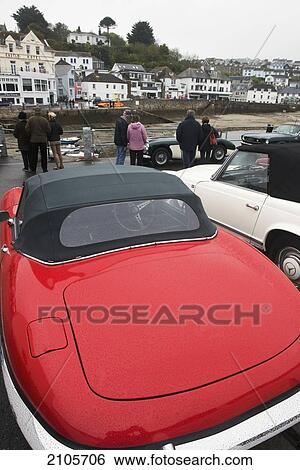 Stock Photograph - United Kingdom, England, Cornwall, St Mawes Classic Car Festival; St Mawes. Fotosearch