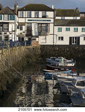 Stock Image - United Kingdom, England, Cornwall, Quayside; Falmouth. Fotosearch