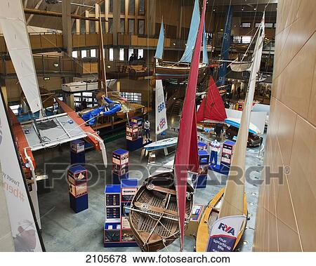 Stock Photo - United Kingdom, England, Cornwall, National Maritime Museum; Falmouth, Boat exhibits. Fotosearch