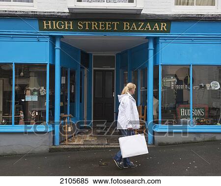 Stock Photography - United Kingdom, England, Cornwall, Antique shop; Falmouth. Fotosearch