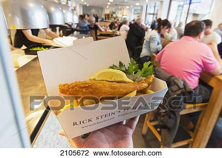 Stock Image - United Kingdom, England, Cornwall, TV celebrity chef Rick Stein's Fish and Chip restaurant and take away; Falmouth. Fotosearch