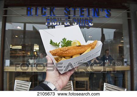 Stock Image - United Kingdom, England, Cornwall, TV celebrity chef Rick Stein's Fish and Chip restaurant and take away; Falmouth. Fotosearch