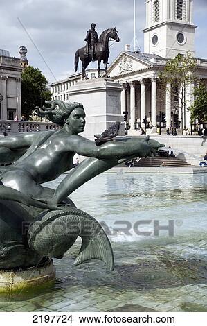 Picture - United Kingdom, England, Fountain And St Martin's Church On Trafalgar Square; London. Fotosearch