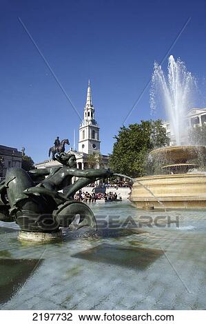 United Kingdom, England, Fountain And St Martin's Church On Trafalgar Square; London View Large Photo Image Stock Image - United Kingdom, England, Fountain And St Martin's Church On Trafalgar Square; London. Fotosearch
