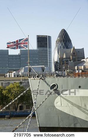 Stock Photography - United Kingdom, England, Hms Belfast London's Warship On Southbank Of Thames; London. Fotosearch