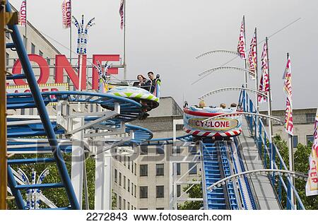 Stock Image - United Kingdom, England, London, Rollercoaster Cyclone; South Bank. Fotosearch