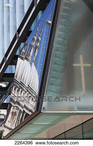 Stock Photograph - United Kingdom, England, Reflections of architectural details; London. Fotosearch