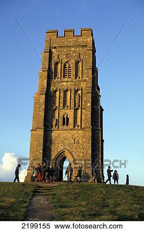 Stock Photography - United Kingdom, England, Somerset, St. Michael's Tower; Glastonbury Tor. Fotosearch