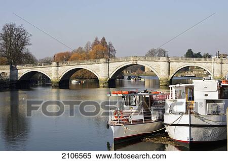Stock Photography - United Kingdom, England, Surrey, River scene; Kingston upon Thames. Fotosearch