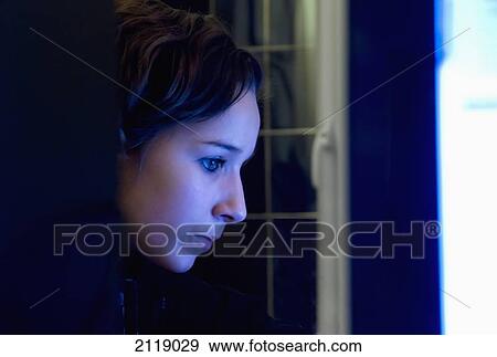United Kingdom, England, Teenage girl concentrating at computer; Esher View Large Photo Image Stock Photo - United Kingdom, England, Teenage girl concentrating at computer; Esher. Fotosearch