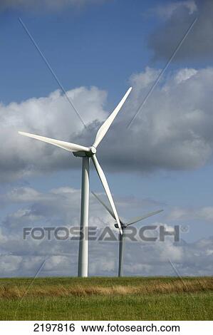 Stock Photograph - United Kingdom, England, Wind Turbines; North Yorkshire. Fotosearch