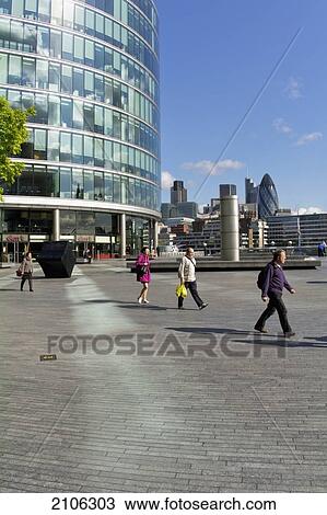 Stock Image - United Kingdom, London, More London; City of London, Sir Norman Foster Building. Fotosearch
