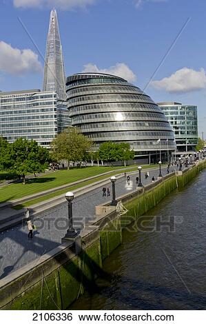 Stock Photograph - United Kingdom, More London; London, Skyline with view of City Hall and Shard building. Fotosearch