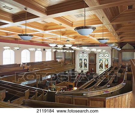 Picture - United Kingdom, Northern Ireland, County Londonderry, Interior of first Derry Presbyterian church; Derry. Fotosearch