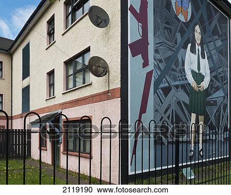 United Kingdom, Northern Ireland, County Londonderry, Bogside Area; Derry, she was shot dead by a British soldier close to site of mural, Death Of Innocence Annette McGavigan Mural View Large Photo Image Stock Image - United Kingdom, Northern Ireland, County Londonderry, Bogside Area; Derry, she was shot dead by a British soldier close to site of mural, Death Of Innocence Annette McGavigan Mural. Fotosearch