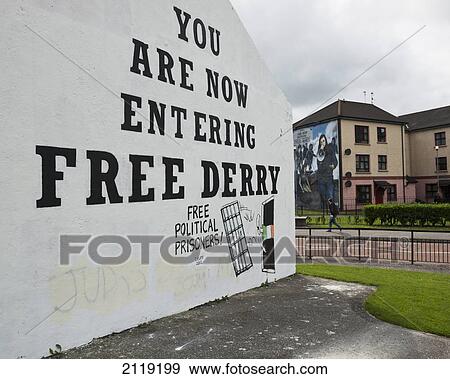 United Kingdom, Northern Ireland, County Londonderry, Peoples gallery murals in Rossville Street of the bogside area; Derry View Large Photo Image Stock Photo - United Kingdom, Northern Ireland, County Londonderry, Peoples gallery murals in Rossville Street of the bogside area; Derry. Fotosearch