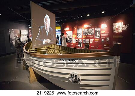 Stock Photography - United Kingdom, Northern Ireland, Visitors at Titanic Exhibition Centre; Belfast. Fotosearch