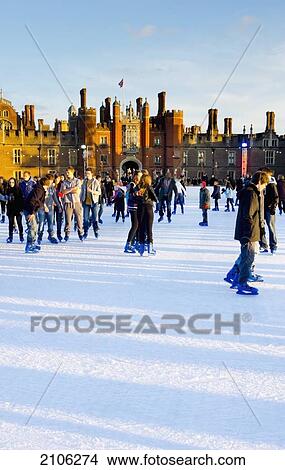 United Kingdom, People on Hampton Court ice skating rink; London View Large Photo Image Picture - United Kingdom, People on Hampton Court ice skating rink; London. Fotosearch