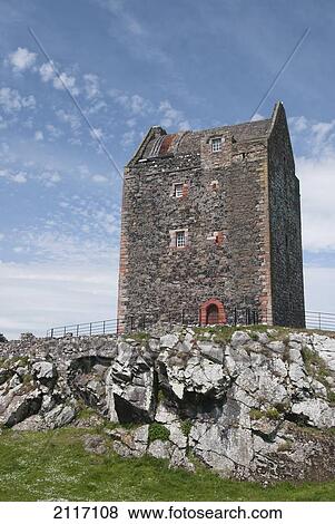 Stock Photo - United Kingdom, Scotland, 6 miles west of Kelso, Smailholm Tower. Fotosearch