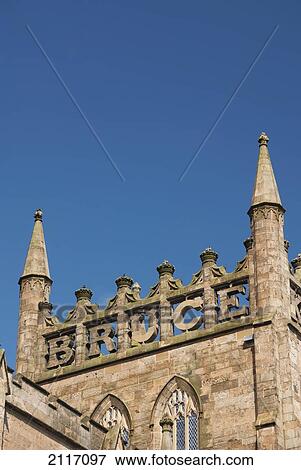 Stock Photo - United Kingdom, Scotland, Architectural detail of the Dunfermline Abbey, Burial site of Robert the Bruce.. Fotosearch