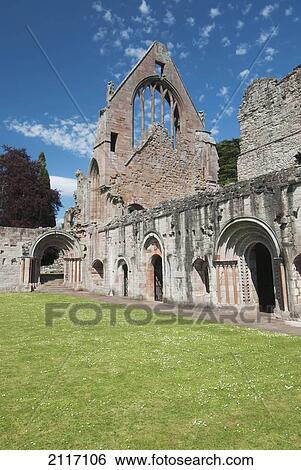 Stock Photograph - United Kingdom, Scotland, Ruins of the Dryburgh Abbey near St. Boswells.. Fotosearch