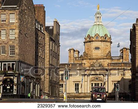 Stock Photo - United Kingdom, Scotland, Street on Royal Mile; Edinburgh. Fotosearch