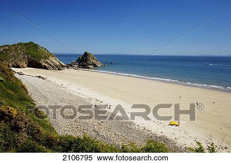United Kingdom, Seascape with beach; Wales View Large Photo Image Stock Photography - United Kingdom, Seascape with beach; Wales. Fotosearch