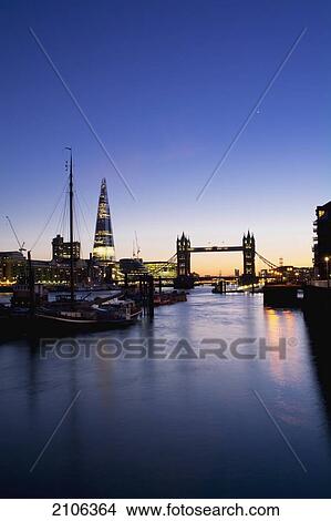 Picture - United Kingdom, View of Tower Bridge and Sahrd building; London. Fotosearch