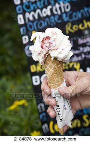 Stock Photo - United Kingdom, Wales, Close-Up Of Ice Cream Cone; Pembrokeshire. Fotosearch