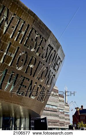 Stock Photo - United Kingdom, Wales, Millennium Center; Cardiff. Fotosearch