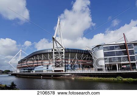 Stock Photo - United Kingdom, Wales, Millennium Center; Cardiff. Fotosearch