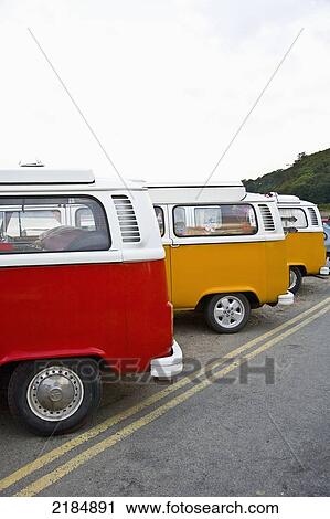 Stock Image - United Kingdom, Wales, Pembrokeshire, Volkswagen Bus Gathering; Wiseman. Fotosearch