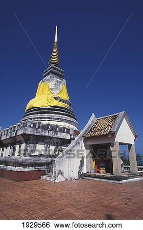 Stock Photograph - Unknown Chedi close to the Mekong River in northern Thailand.. Fotosearch