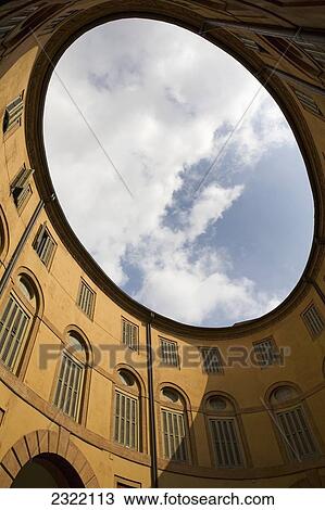 Upward view of oval opening inner yard; Ferrara, Emilia-Romagna, Italy View Large Photo Image Stock Image - Upward view of oval opening inner yard; Ferrara, Emilia-Romagna, Italy. Fotosearch