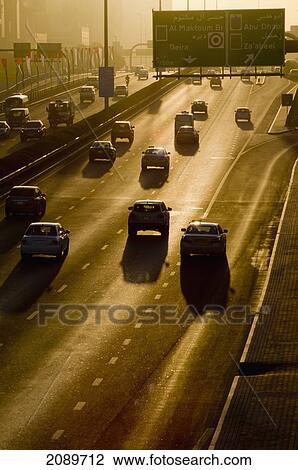 Stock Image - Urban Multilane Road, Dubai, Uae. Fotosearch