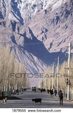 Urban Scene, Majestic Mountain Slope In Background View Large Photo Image Stock Photography - Urban Scene, Majestic Mountain Slope In Background. Fotosearch