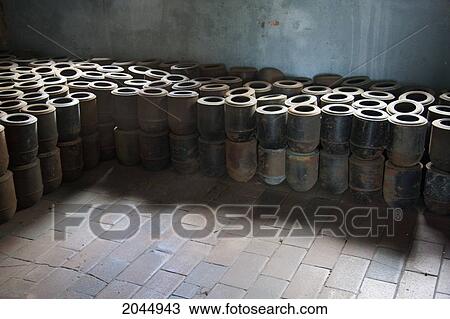 Stock Image - Urns That Contained The Ashes Of Murdered Inmates, Crematorium, Buchenwald Concentration Camp, Germany. Fotosearch
