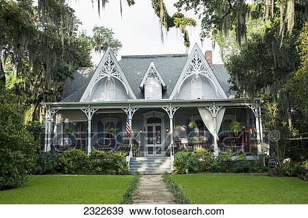 Stock Photo - USA, a 19th century house in St Francisville; Louisiana, St Francisville Inn. Fotosearch