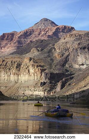 Picture - USA, Arizona, Rafters on serene stretch of Colorado River. Fotosearch