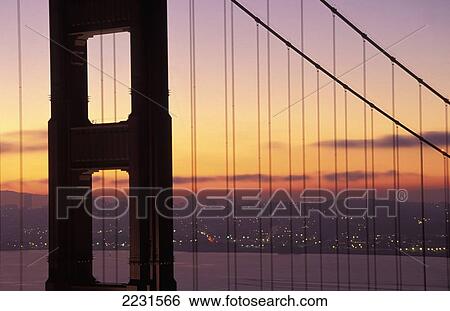 Stock Photograph - Usa, California, Golden Gate Bridge Sunrise From Marin County; San Francisco. Fotosearch