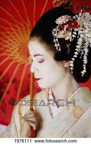 USA, California, Portrait Of Maiko Holding Umbrella; Santa Barbara View Large Photo Image Stock Image - USA, California, Portrait Of Maiko Holding Umbrella; Santa Barbara. Fotosearch