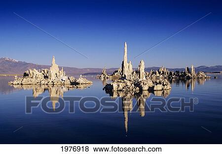 USA, California, Tufa Formations Reflecting On Lake; Mono Lake Tufa State Reserve View Large Photo Image Stock Photo - USA, California, Tufa Formations Reflecting On Lake; Mono Lake Tufa State Reserve. Fotosearch