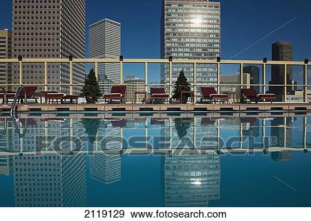 USA, Colorado, Downtown Denver skyline viewed from roof top pool of Warwick Hotel; Denver View Large Photo Image Stock Photo - USA, Colorado, Downtown Denver skyline viewed from roof top pool of Warwick Hotel; Denver. Fotosearch