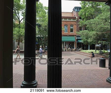 Stock Image - USA, Colorado, Historic Downtown; Boulder, Pearl Street. Fotosearch