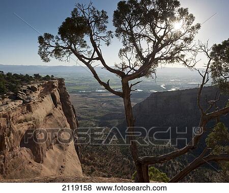 Stock Photo - USA, Colorado, Magnificent views of sheer rock canyons and red sandstone monoliths; Colorado National Monument. Fotosearch